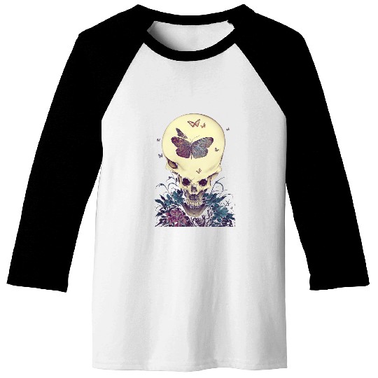 Dark Art Fairycore Skull Butterfly Skeleton Baseball Tees