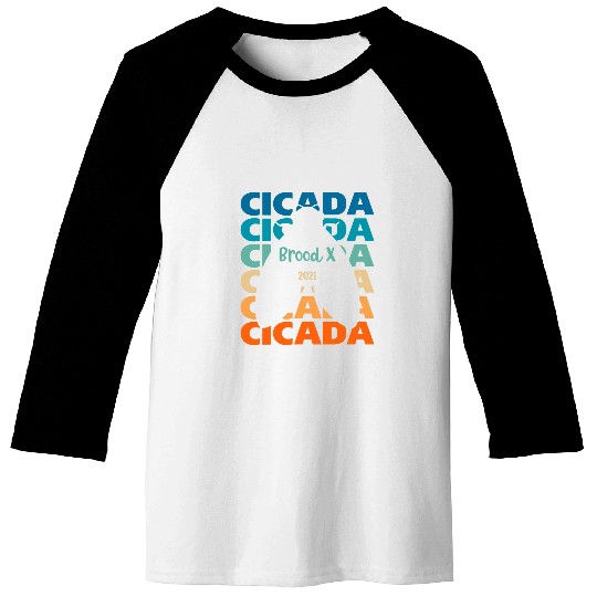 Cicada Brood X Retro Color Graphic Repeat Words 2 Baseball Tees