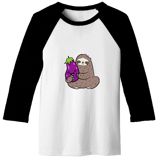 Sloth Pet With Vegetable Cute Eggplant And Sloth Baseball Tees