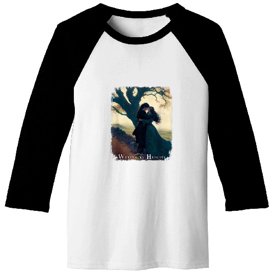 Wuthering Heights Emily Bronte Heathcliff and Cathy Embrace Baseball Tees