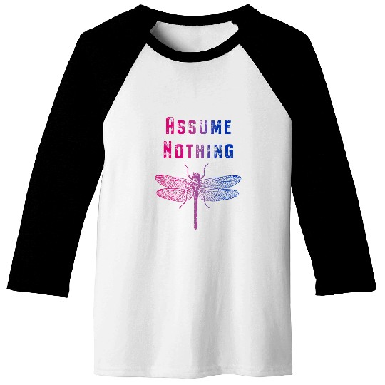 Dragonfly Assume Nothing Bisexual Flag Colors Bi Pride Baseball Tees