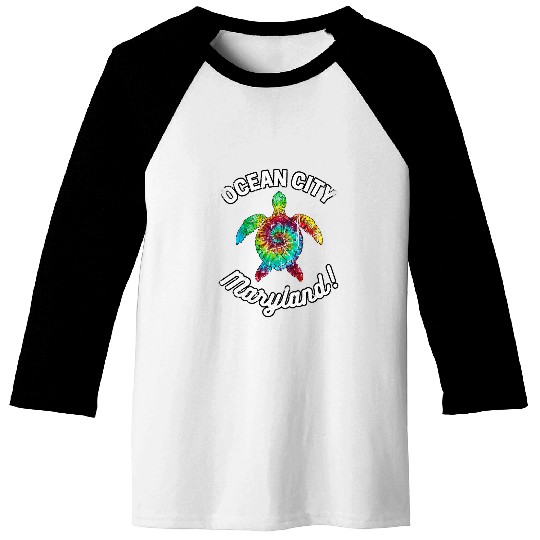 Turtle Pet Ocean City Maryland Tie Dye Boho Turtle Turtles Distressed Baseball Tees