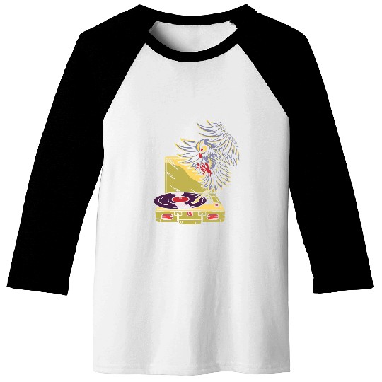Owl Pet Vinyl Owl Turntable Retro DJ Baseball Tees