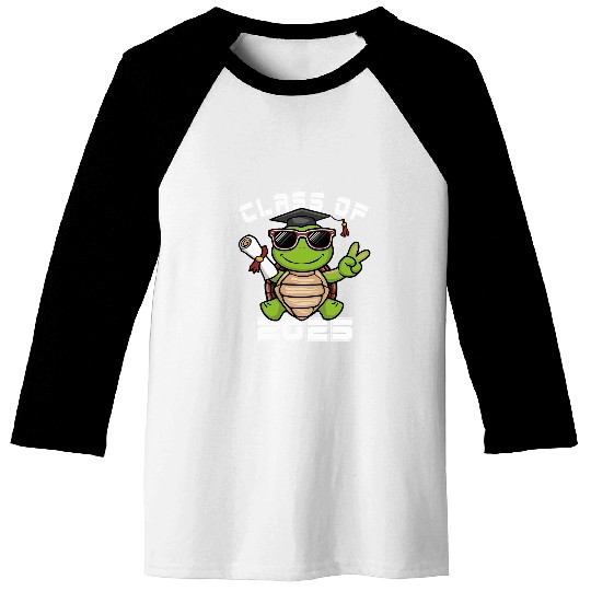 Turtle Pet Peace Sign Hand Turtle Class of 2025 Graduation Baseball Tees