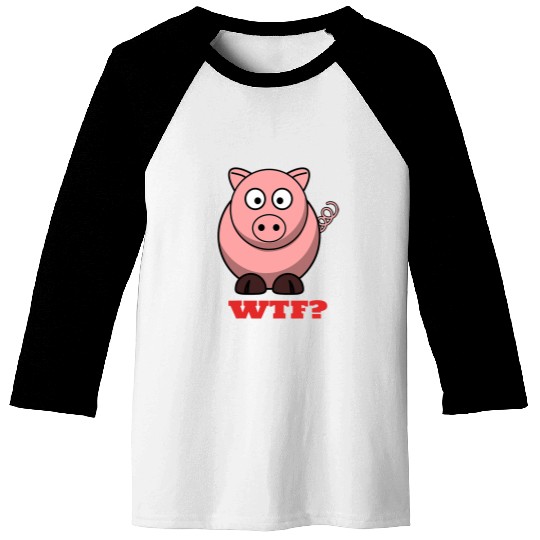Cute Pig With Astonished Look WTF Baseball Tees