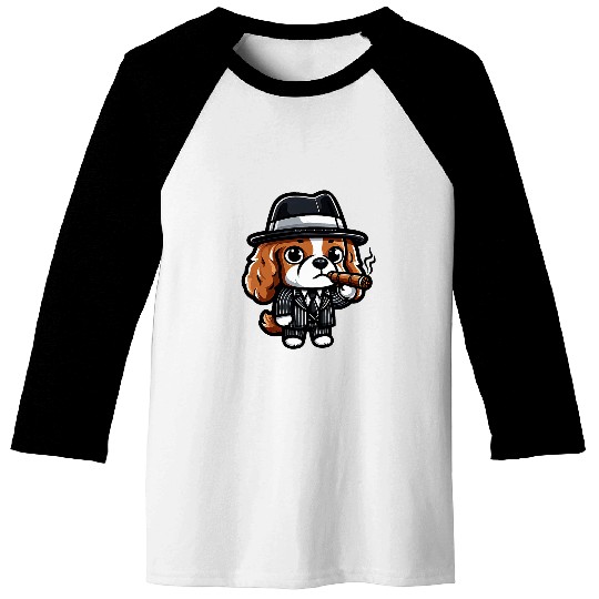 Cavalier King Charles Spaniel Gangster Funny Dog Mobster Baseball Tees