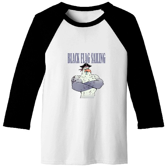 Blackflag sailing strong seagull as pirate with fish beak Baseball Tees