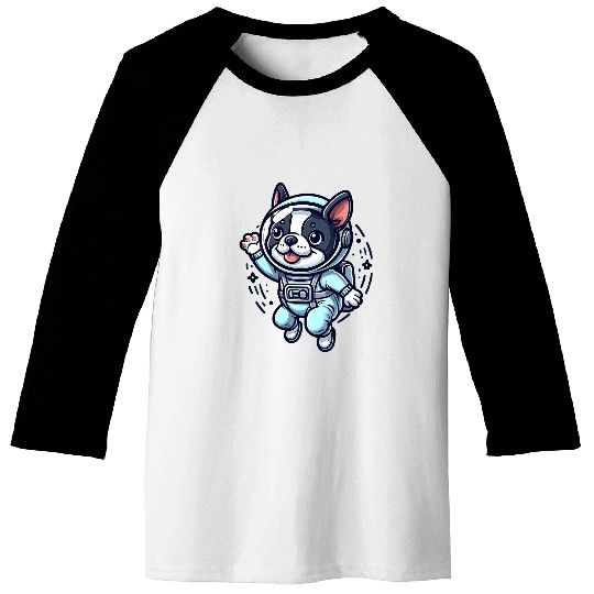 Boston Terrier Astronaut Funny Dog Space Suit Baseball Tees