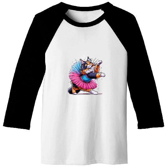 Ballerina Maine Coon Cat Dancing Baseball Tees