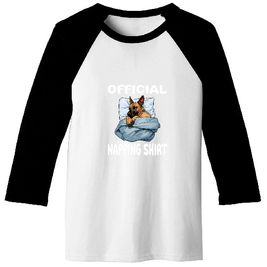 Belgian Malinois Dog Official Napping   Pajamas 3 Baseball Tees
