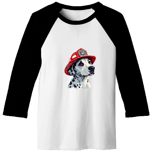 Dalmatian Firehouse Dog Firefighter Hat Fireman Dog Baseball Tees