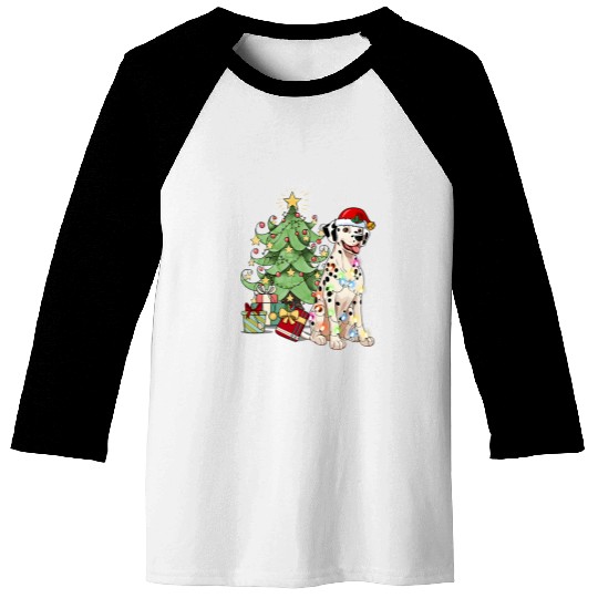 Dalmatian Wrapped in Christmas Lights by the Noel Tree Baseball Tees