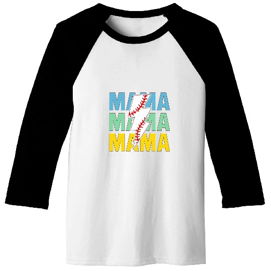 Baseball Mama Distressed Lightning Bolt Mom Baseball Tees