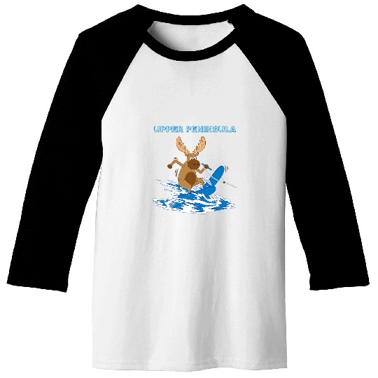 Skiing Ski Upper Peninsula Moose Gift for Yooper Water Skiing UP Baseball Tees