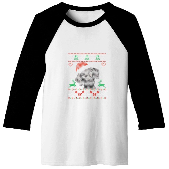 Black Lab Labrador Christmas Santa Hat Ugly Christmas Baseball Tees