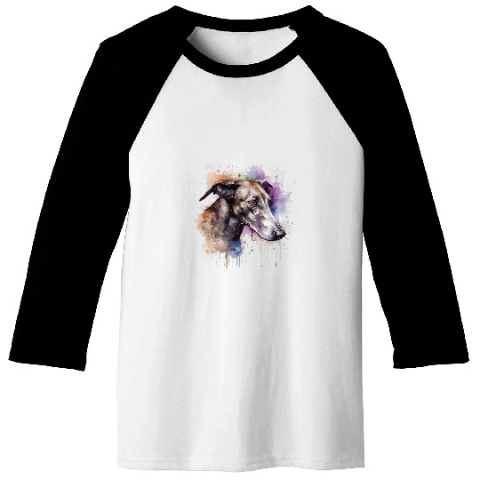 Colorful English Greyhound watercolor art Baseball Tees