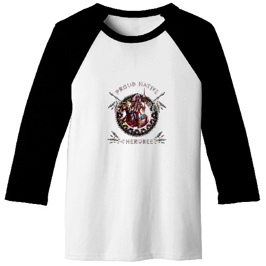 Cherokee Native American Indian Warrior Riding Horse Baseball Tees