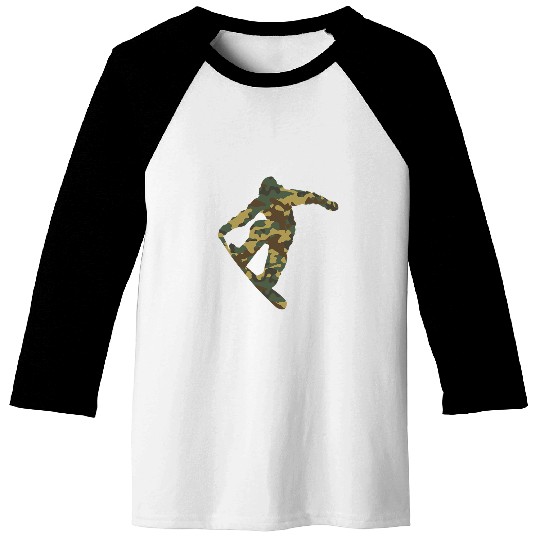Skiing Ski Snowboard Snowboarding armys Pattern Camo Camouflage Men 2 Baseball Tees