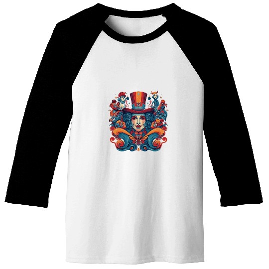 Bizarre Bohemian Magician Nightmare Freak Show Weird Circus Baseball Tees