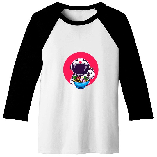 Astronaut Eats Ramen Anime Space Baseball Tees