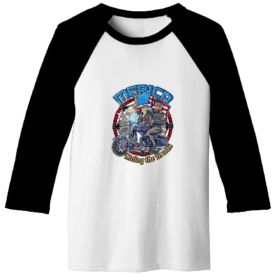 George Washington Abraham Lincoln Patriotic Biker Motorcycle Baseball Tees