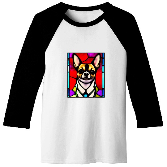 Chihuahua Stained Glass Pop Art 2 Baseball Tees