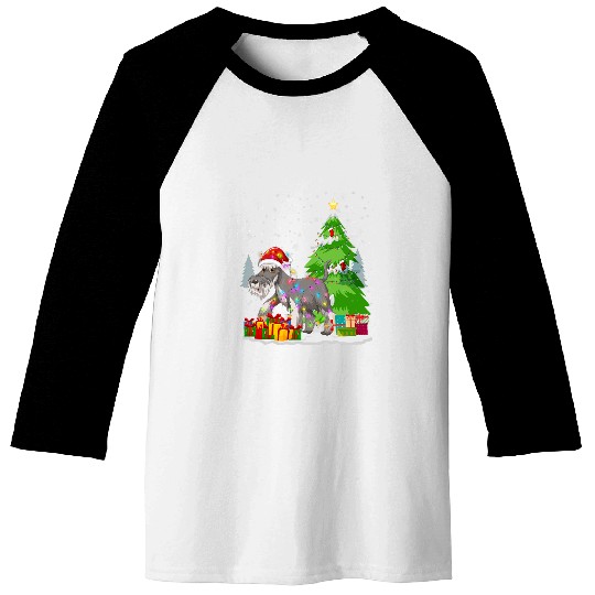 Funny Santa Hat Christmas Light Wire Fox Terrier Novelty Baseball Tees