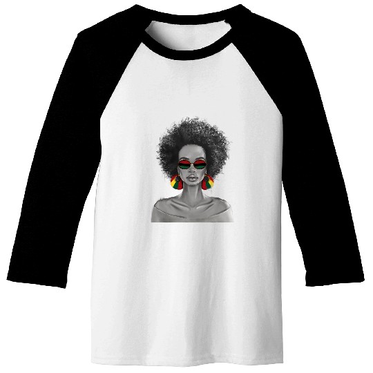 Black Queen Face Art Juneteenth Afro Woman Afrocentric Pride Baseball Tees