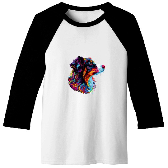 Colorful Bohemian Border Collie Baseball Tees