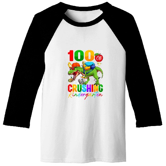 100 Days Of Crushing Kindergarten Dinosaur T Rexs Backpack Baseball Tees