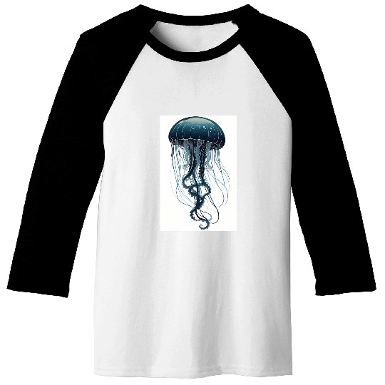 Modern Jellyfish Drawing Fish Artwork Graphic Baseball Tees