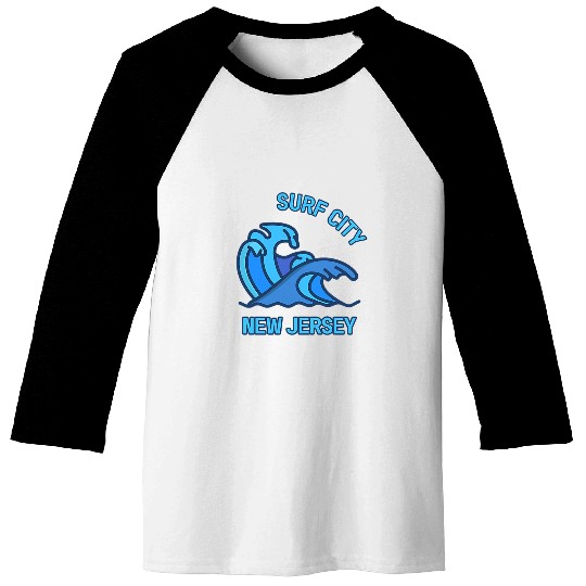 Surf Life Graphic Surf City New Jersey Pocket Wave Souvenir Baseball Tees