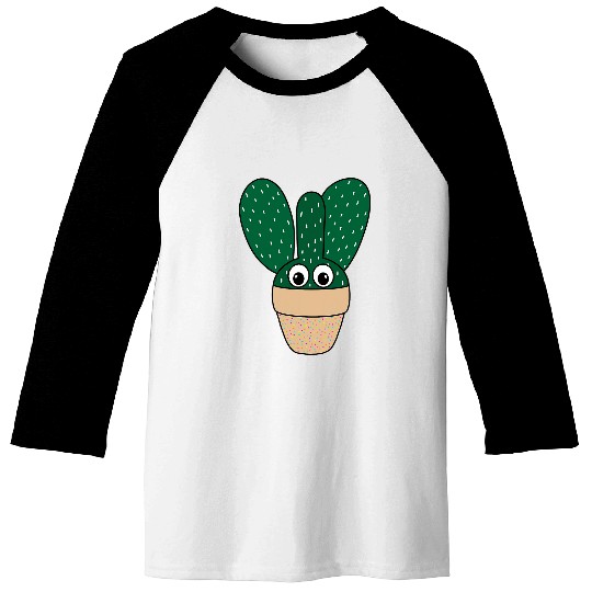 Bunny Ears Cactus In Dotted Terracotta Pot Baseball Tees