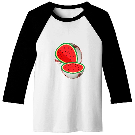 Funny Watermelon Baseball Ball Tropical Melon Summer Vibes Baseball Tees