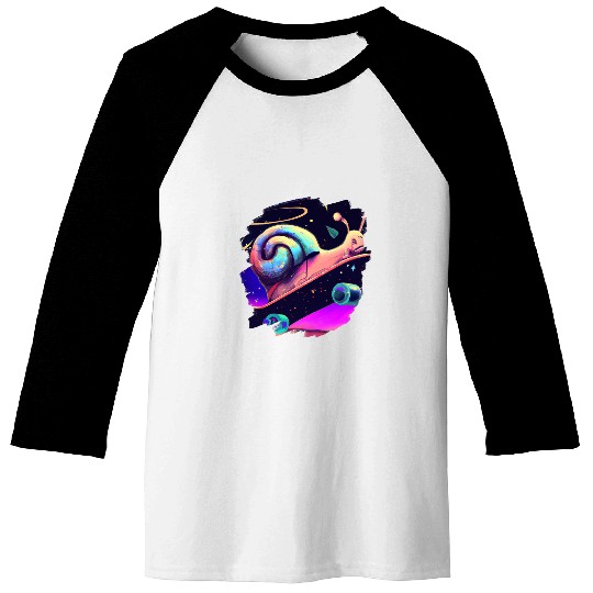 Snail Skateboarding Outer Space Retro vintages Skater Snails Baseball Tees