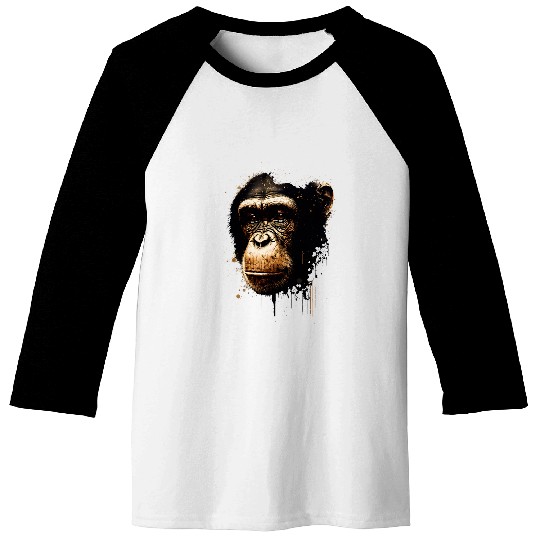 Chimpanzee Monkey Portrait Baseball Tees