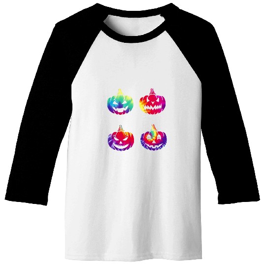 Cute Tie Dye Pumpkin Baseball Tees