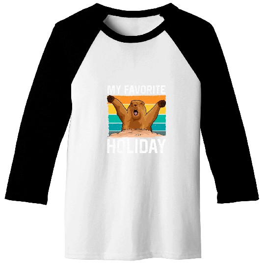 The Groundhog Day My Favorite Holiday Woodchuck Funny Marmot Baseball Tees
