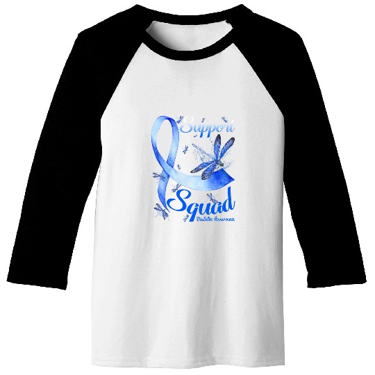T1D Warrior Support Squad diabetess Awareness Dragonfly Baseball Tees
