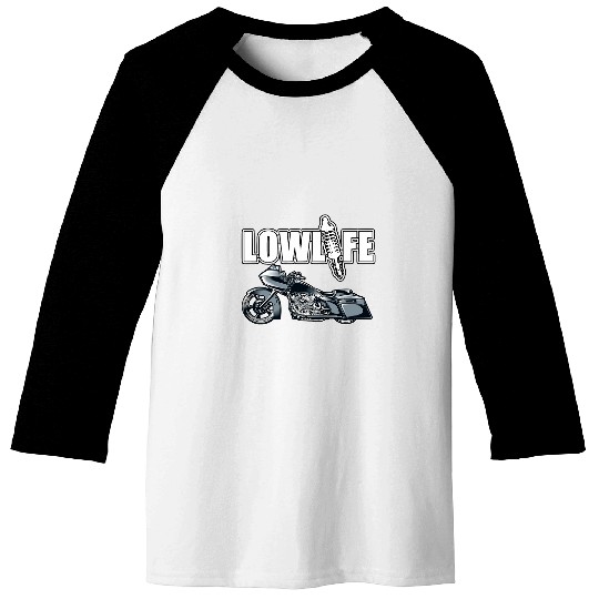 Lowlife Bagger Motorcycle Chicano Vicla Lowrider Bikes Baseball Tees