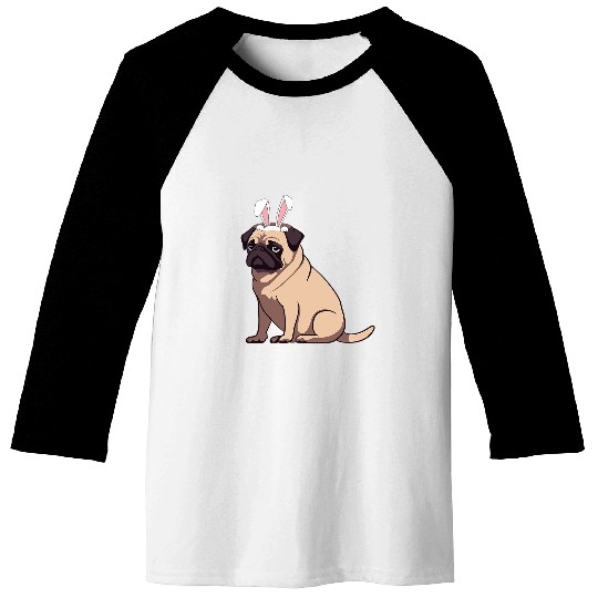 Funny Easter Pug Dog Easter puggy Cute Pug Lover Baseball Tees