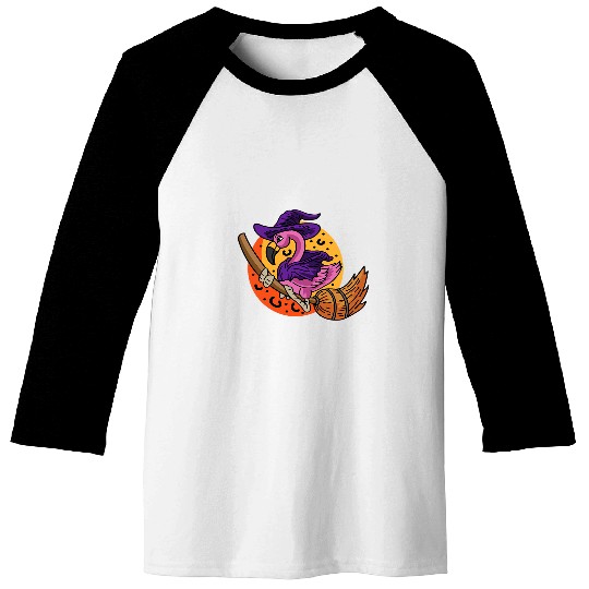 Flamingo Witch Magician Baseball Tees