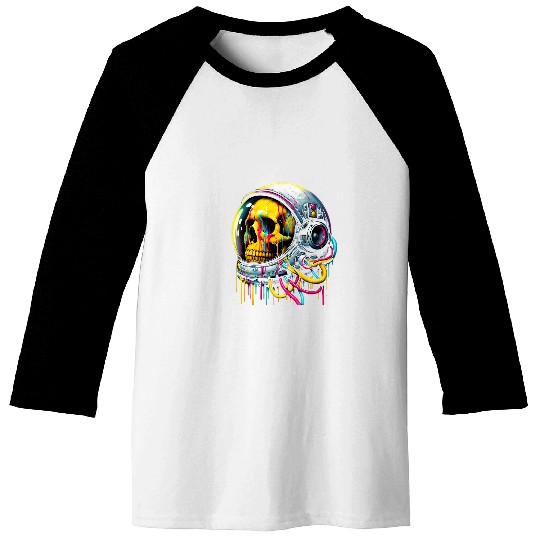 Rainbow Astronaut Skull Space Lovers Cool Graphic Tee 6 Baseball Tees