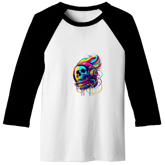 Rainbow Astronaut Skull Space Lovers Cool Graphic Tee 4 Baseball Tees