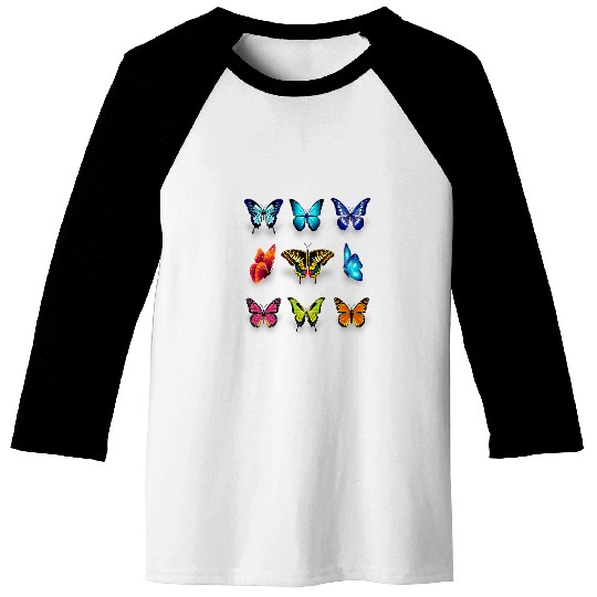 Nine Beautiful Butterflies Baseball Tees