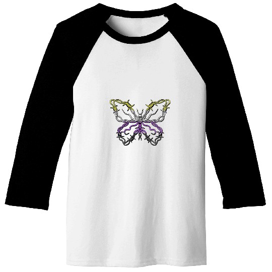 Nonbinary Butterfly Barbwire Nonbinary Flag Nonbinary Pride Baseball Tees