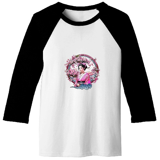Japanese Geisha Girl and Kimono Japan Art Baseball Tees