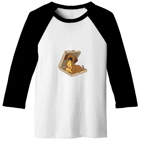 Rhodesian Ridgeback Eating Pizza Funny Dog Baseball Tees