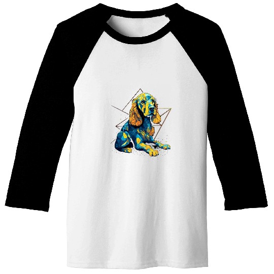 Geometric Cocker Spaniel Dog Abstract Animal Arts Pattern 1 Baseball Tees