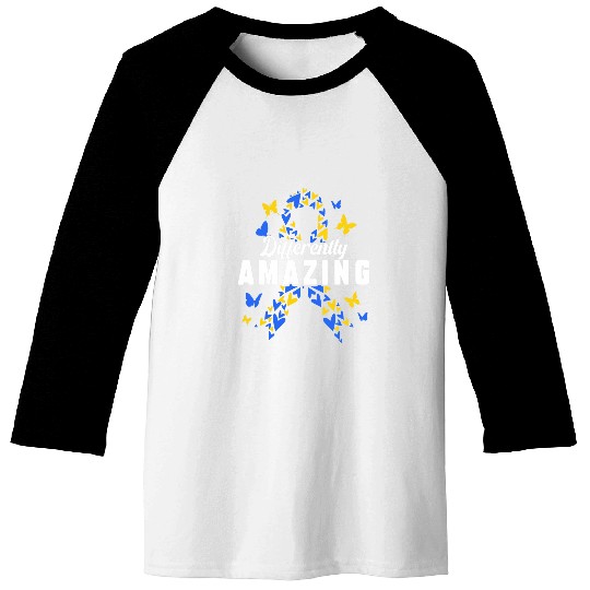 World Down Syndromes Day Butterfly Down Syndromes Awareness 21 Baseball Tees